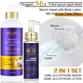 AILKE Double Glutathione & Vitamin C Skin Care Set, Brightening, Even Skin Tone, Smooth Skin, Women Beauty Cosmetics (Color: Glutathione 2 in 1)