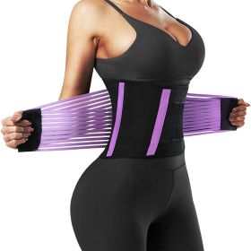 Waist Trainer Belt Elastic Slimming Body Shaper Fitness Belt Sport Girdle Workout Shapewear for Women Personal Health Care TK (Color: PURPLE, size: L)