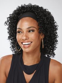 Especially Yours 16" Curly Headband Wig - Natural Spiral Curls, Bouncy Volume, Comfy Stretch Band, Runway Black (Color: Natural black)